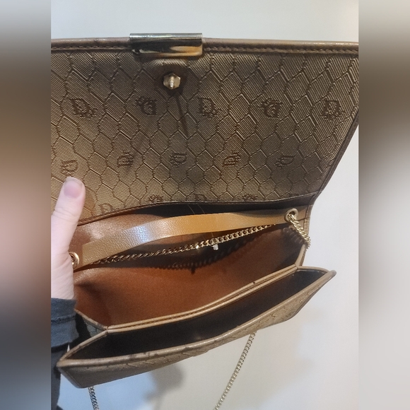Christian Dior Vintage Tan Leather Shoulder Bag | Gold Chain | Made in France - Picture 8 of 9